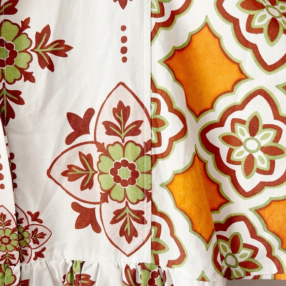 La DoubleJ Portofino Dress XS Partenope 1970s Tile Print Cotton Poplin Midi NWT - Picture 5 of 9